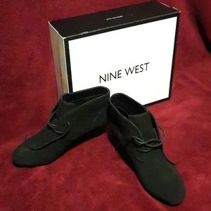 BRAND NEW Nine West Black Suede Wedge Booties